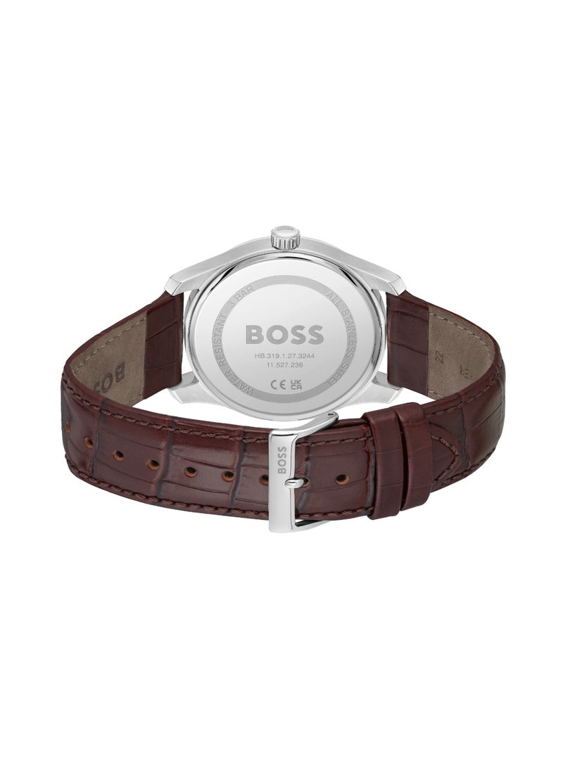 HUGO BOSS - Round Analog Men's Silver/White Case Wrist Watch - 1514114 - Image 1