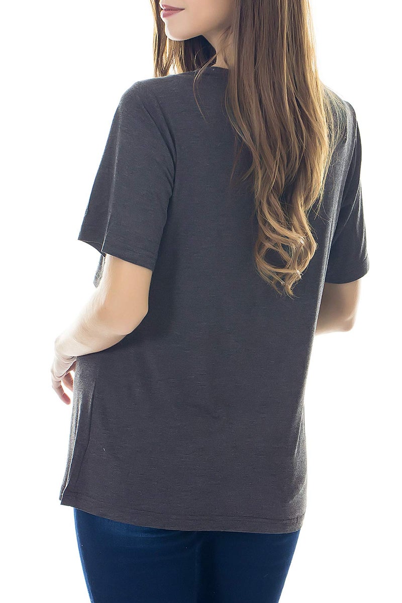 Smallshow 3 Pcs Maternity Nursing T-Shirt Nursing Tops Black Stripe-Dim Grey-Grey XX-Large - Image 4