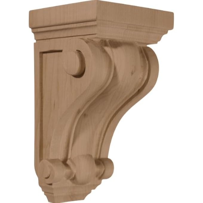 CORW04X04X07DERW 4-INCH W X 4-INCH D X 7 1/2-INCH H DEVON TRADITIONAL WOOD CORBEL, RUBBERWOOD - Image 1