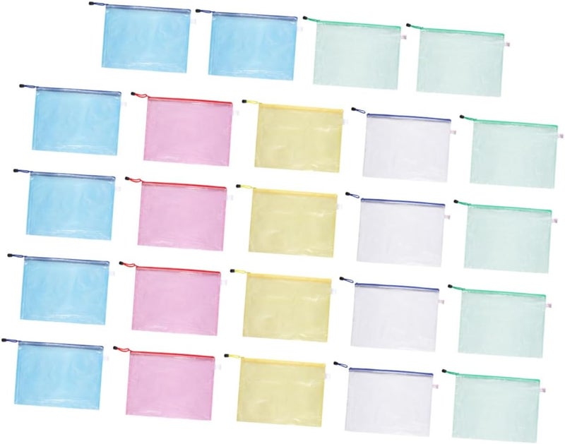 24pcs A4 Mesh Zipper File Pouches Multi-Color Document Organizer Bags with Sturdy Mesh Material Portable Zippered File Bags for Classroom and Office Storage - Image 1