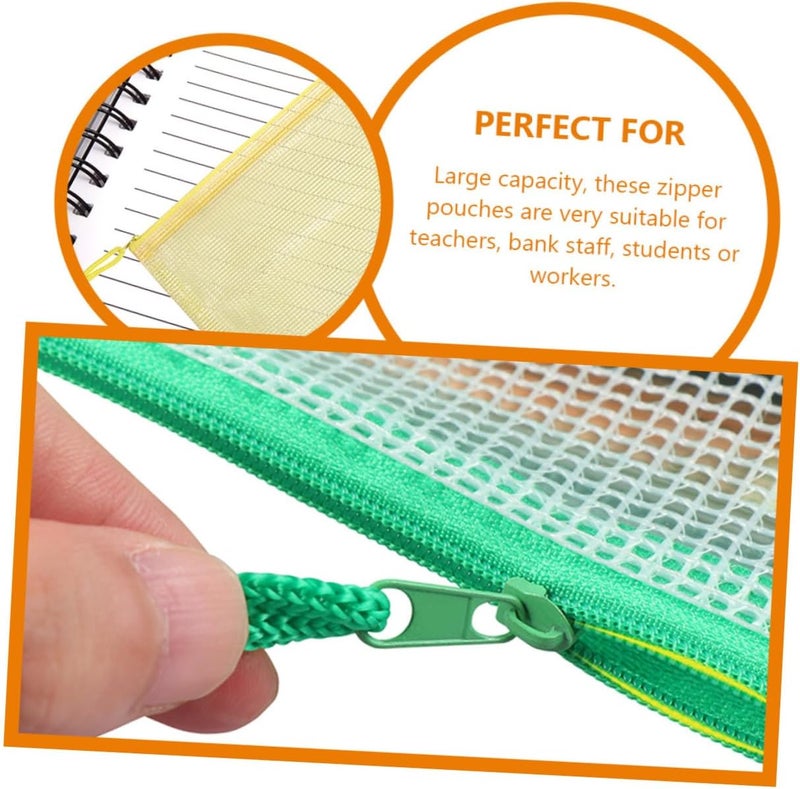 24pcs A4 Mesh Zipper File Pouches Multi-Color Document Organizer Bags with Sturdy Mesh Material Portable Zippered File Bags for Classroom and Office Storage - Image 3