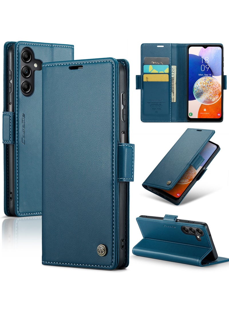 Phone Case for Samsung Galaxy A54 5G Anti-scratch Leather Kickstand Card Slot Money Pocket Blue - Image 1