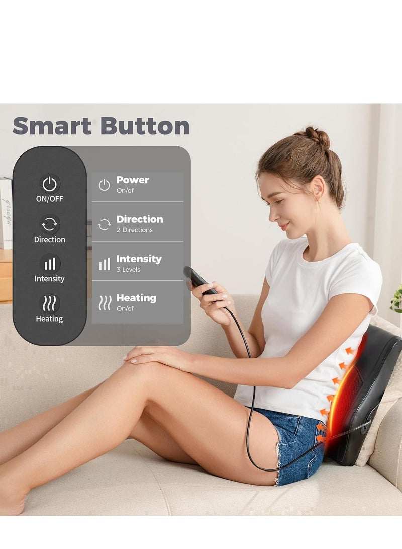 Y&D Massage Pillow Shiatsu Back Massager with Heat 3 Speeds 2 Massage Directions 8 Deep Tissue Kneading Nodes for Lower Back Neck Shoulders Muscle Pain Relief Use at Home Car - Image 4