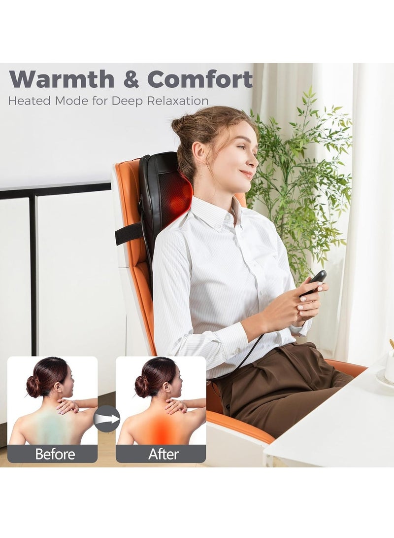 Y&D Massage Pillow Shiatsu Back Massager with Heat 3 Speeds 2 Massage Directions 8 Deep Tissue Kneading Nodes for Lower Back Neck Shoulders Muscle Pain Relief Use at Home Car - Image 3