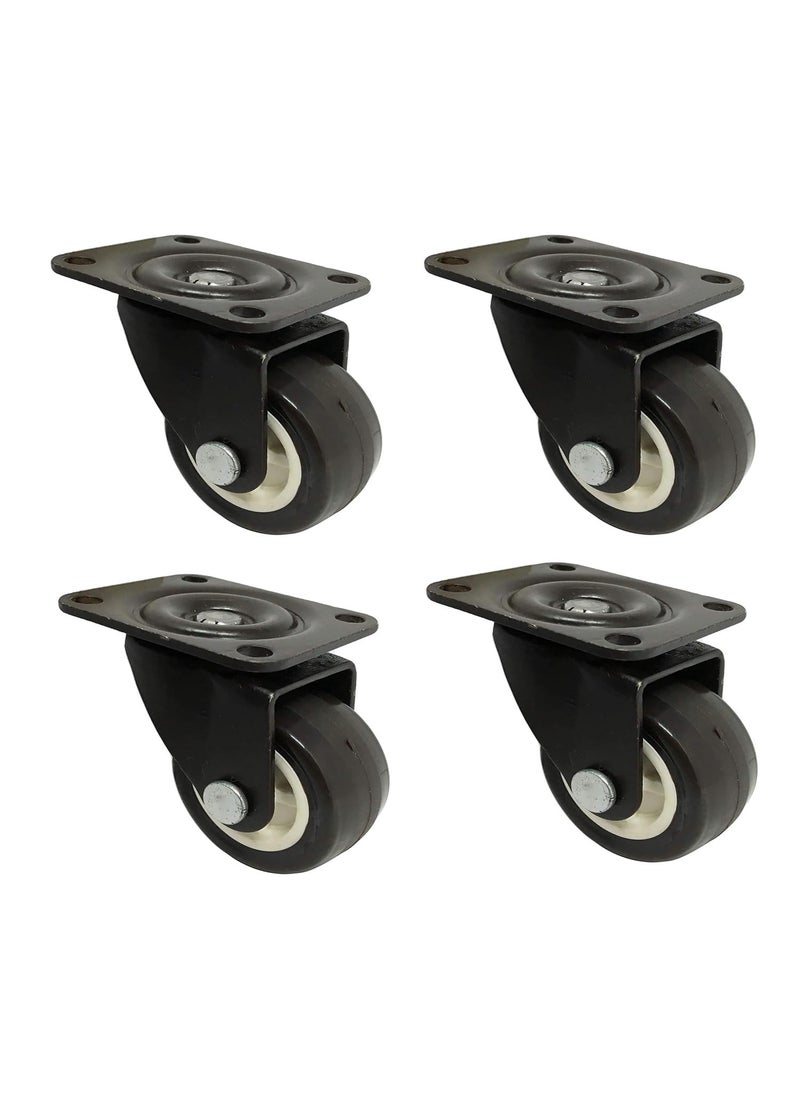 THOISEWELT THOISEWELT Heavy Duty Steel PU Caster Wheel For Furniture Table Black Color Small Size Black 2 In Plate  - Image 1