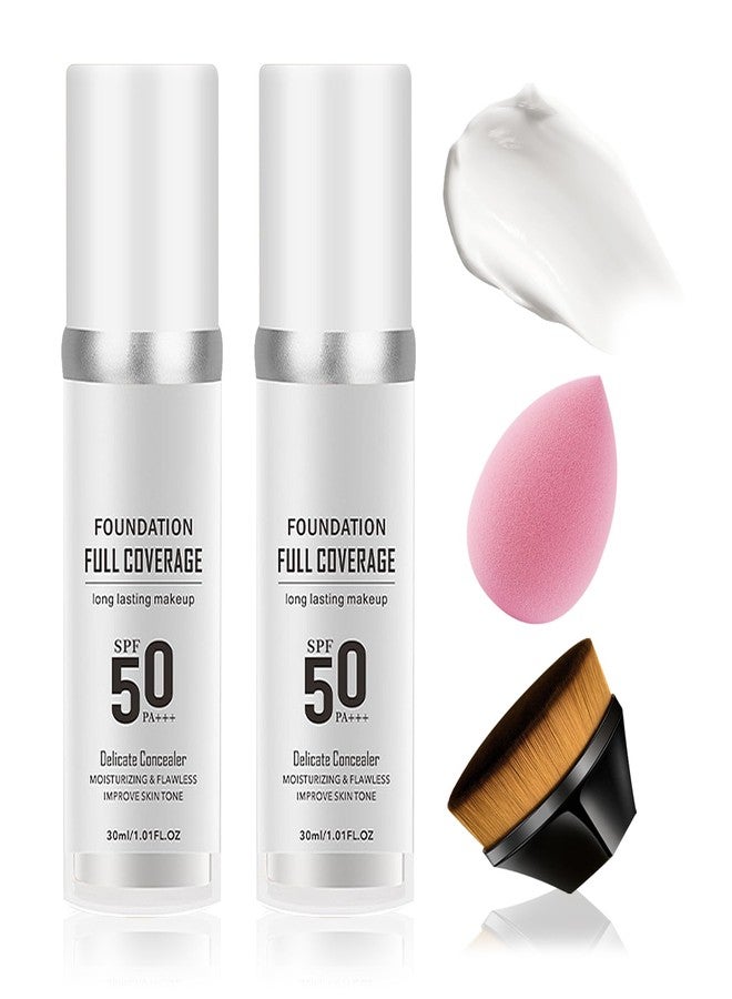 PPPanYiDi 2PCS Color Changing Moisturizing Foundation Set, Flawless Non-greasy Full Coverage Foundation with Makeup Brush and Sponge, All Skin Types - Image 1