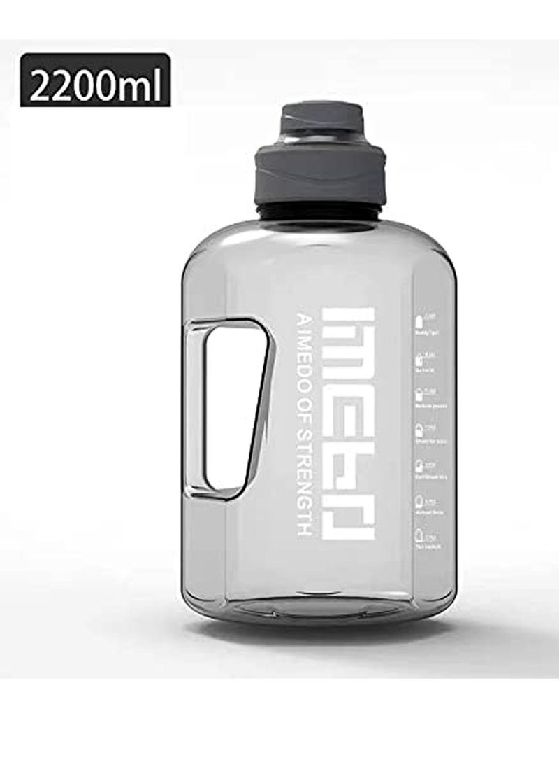 GT-Wheel - 2.2L Motivational Water Bottle Wide Mouth with Time Marked to Drink  Gym Sports Outdoor Large(2200ml) Capacity - Image 1