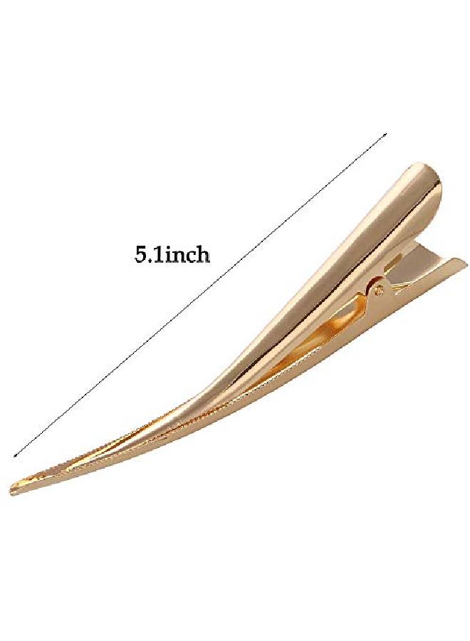 LONEEDY 10 حزمة مشابك شعر على شكل منقار البط مع أسنان مشابك تمساح معدنية مع ثقوب لتصفيف الشعر مشابك شعر غير قابلة للانزلاق ملحقات DIY (ذهبي كبير) - Image 4