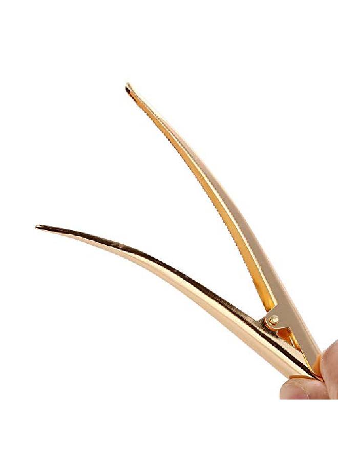 LONEEDY 10 حزمة مشابك شعر على شكل منقار البط مع أسنان مشابك تمساح معدنية مع ثقوب لتصفيف الشعر مشابك شعر غير قابلة للانزلاق ملحقات DIY (ذهبي كبير) - Image 5