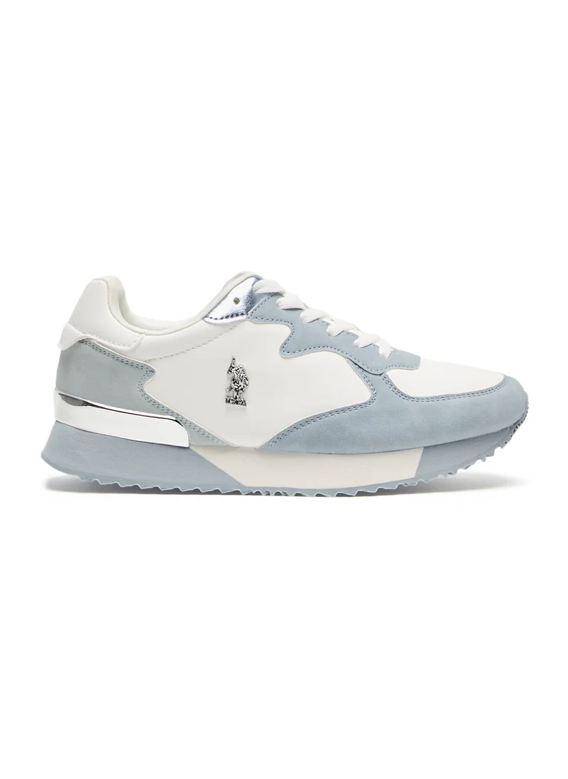 U.S. Polo Assn. Women's Retro-Style Sneakers - Lightweight with Silver Accents, Casual Lace-Up Shoes for a Sporty Look