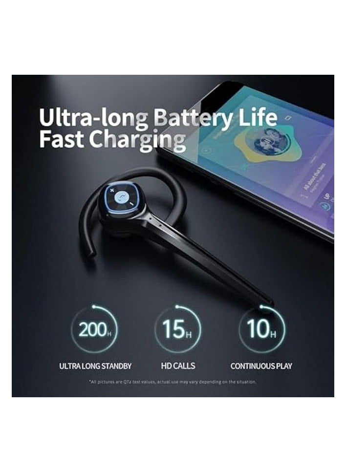 PROMASS Wireless Bluetooth Earpiece Headphone Dual Noise Cancelling Mic Painless Open-Ear Handsfree Headset Stereo Sound Left/Right Changeable Earhook Earphones for Driving/Business/Gym - Image 2