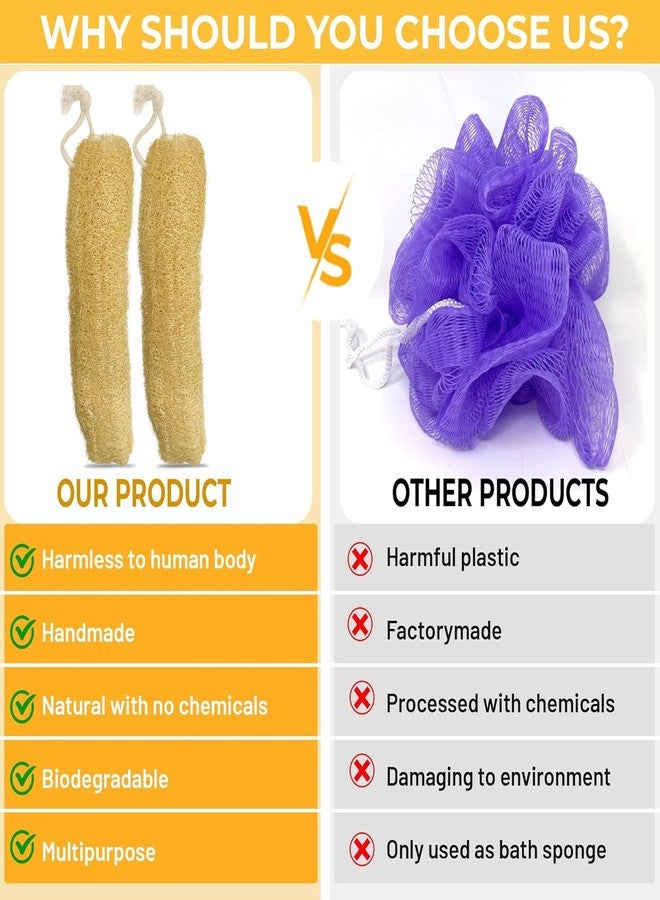 Eddika Natural Loofah for Bathing Exfoliating Scrubbers | Organic Bath Sponge for Spa Shower | Face, Back and Body Scrubber | Eco-Friendly (2 Extra Large Reusable Body Scrubbers) - Image 3