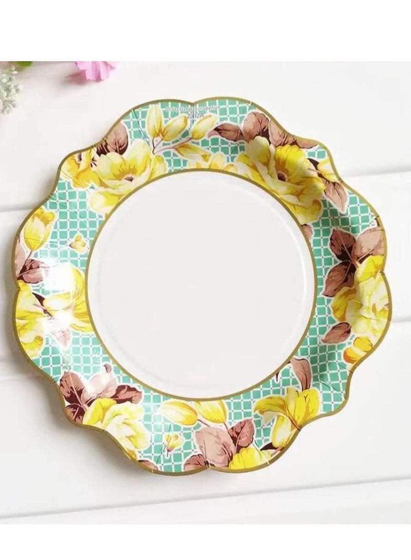 KASTWAVE 36 Pack of Talking Tables Paper Plates, Afternoon Tea Vintage Floral Paper Plates for Birthday Party, Baby Shower, Wedding and Anniversary, Disposable Tableware in Pastel Colors, Pink, 8.6"  - Image 4