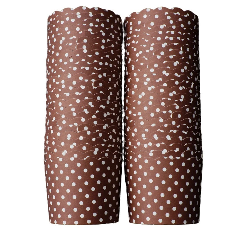 BAKE-IN-CUP Paper Baking Cups (Polka Dots), Greaseproof Disposable Cupcake Liners (Chocolate Brown, Large Cups (50-Pack)) - Image 1