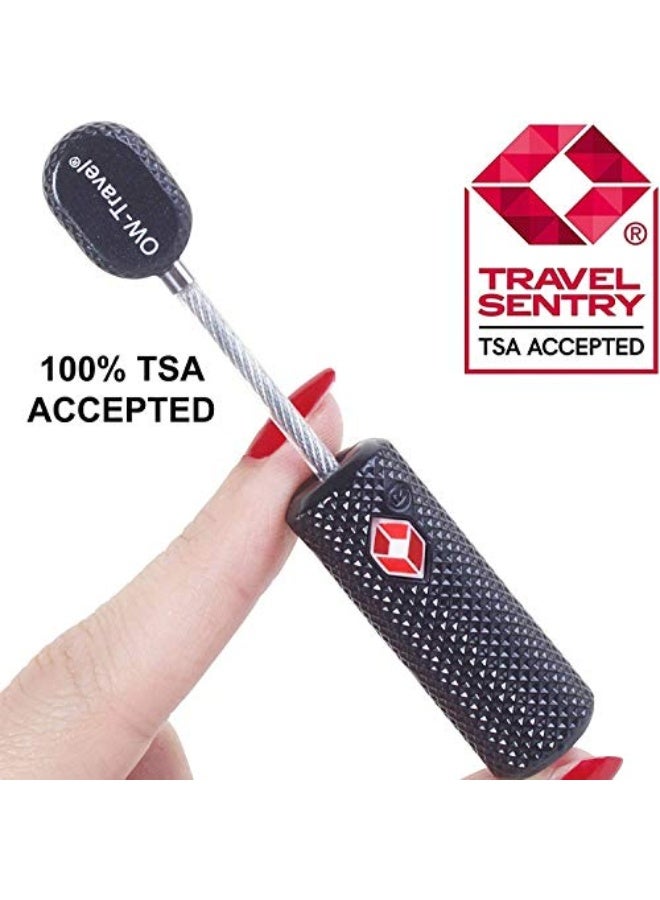 قفل سلكي للسفر مع مفتاح - معتمد من TSA لحقائب السفر، الأمتعة، حقائب الظهر، والخزائن - قفل أمان أمريكي - عبوة 2، أسود (70b) - Image 2