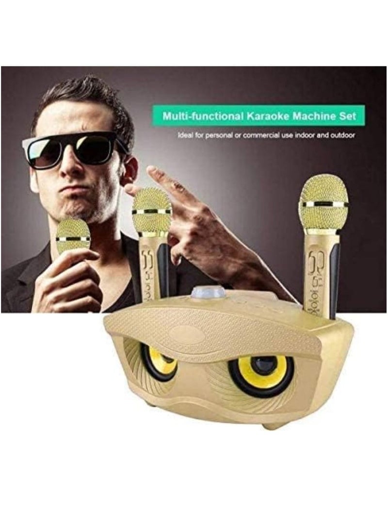 SDRD SDRD Wireless Bluetooth Speaker with 2 Microphones Portable Karaoke Machine pop rock classical base (Gold)  - Image 3
