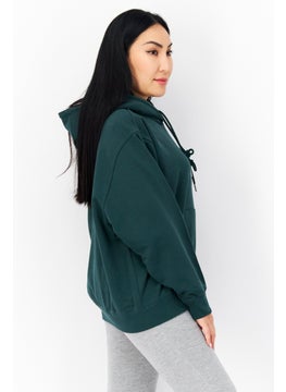 adidas Originals Women Sportswear Fit Long Sleeve Outdoor Hoodie, Green  - Image 2