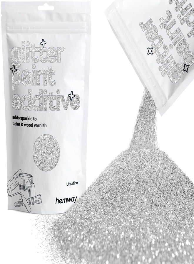 Hemway Glitter Paint Additive Glitter Crystals for Acrylic Paint, Interior & Exterior Walls, Wood, Varnish, Furniture, Matte, Gloss, Satin, Silk - 100g / 3.5oz - Silver - Image 1