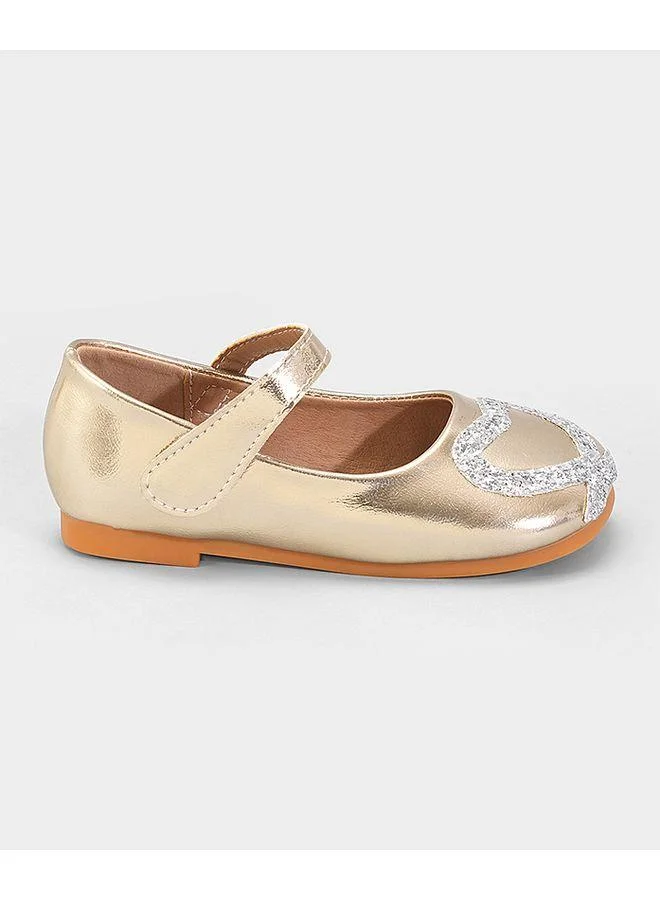 Mark & Mia Mark & Mia Heart Embellished Velcro Closure Ballerinas - Light Gold