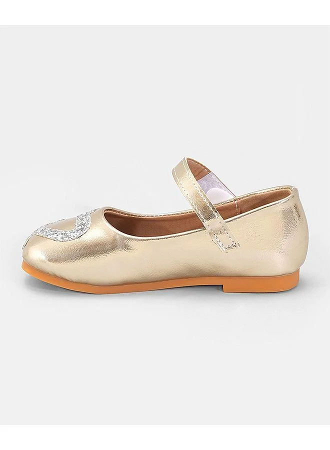 Mark & Mia Mark & Mia Heart Embellished Velcro Closure Ballerinas - Light Gold