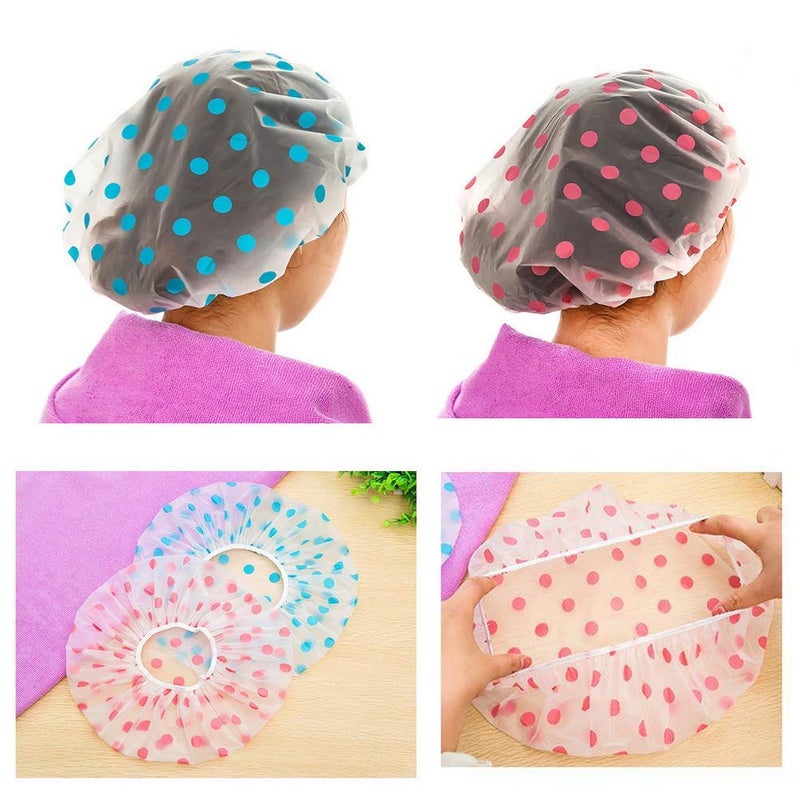 Shrux 9Pcs Shower Caps, Elastic Reusable Waterproof Plastic Shower Cap for Women | Spas, Salons, Hair Treatment, Beauty Parlors Hair Protection Bath Caps | Hair Protection Bath Cap (Pack OF 9) - Image 2