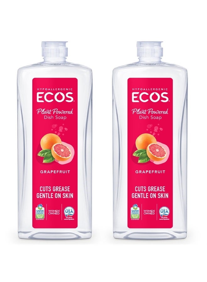ECOS Dish Soap - Cuts Grease & Food Residue No Harsh Chemicals Hypoallergenic for Sensitive Skin Biodegradable Formula, Recyclable Sustainable Liquid Dishwashing Grapefruit (Pack of 2) - Image 1