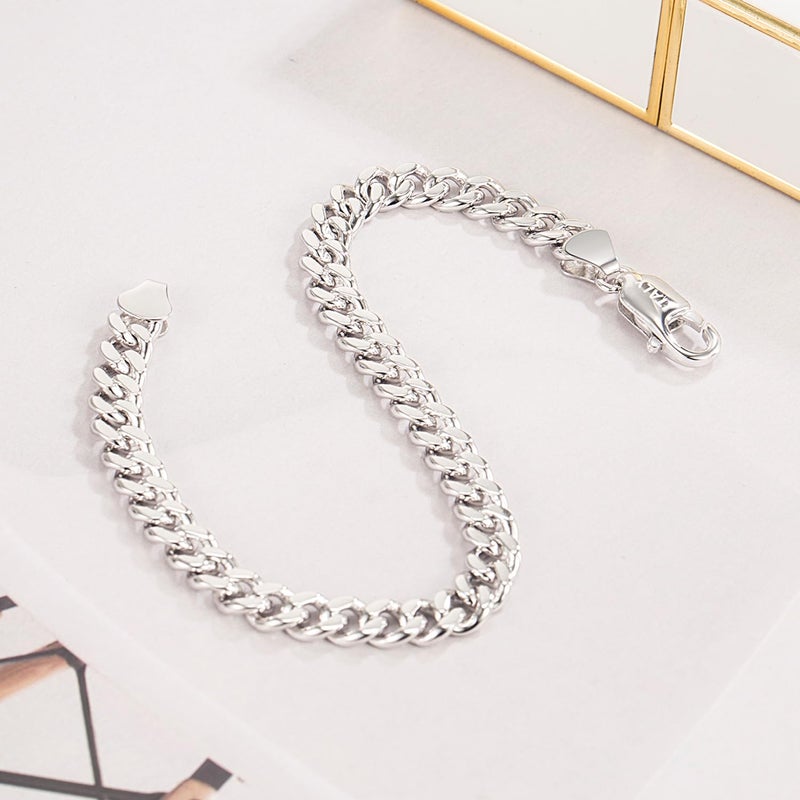 Dankadi Italian Sterling Silver Cuban Link Chain Bracelet Men 3MM 4MM 5MM 6.3 "6.7" 7 "7.5" 8 "8.5" 9 "Solid 925 Silver Bangle For Woman Cuff Jewelry Gift (5MM, 9 inch) - Image 5