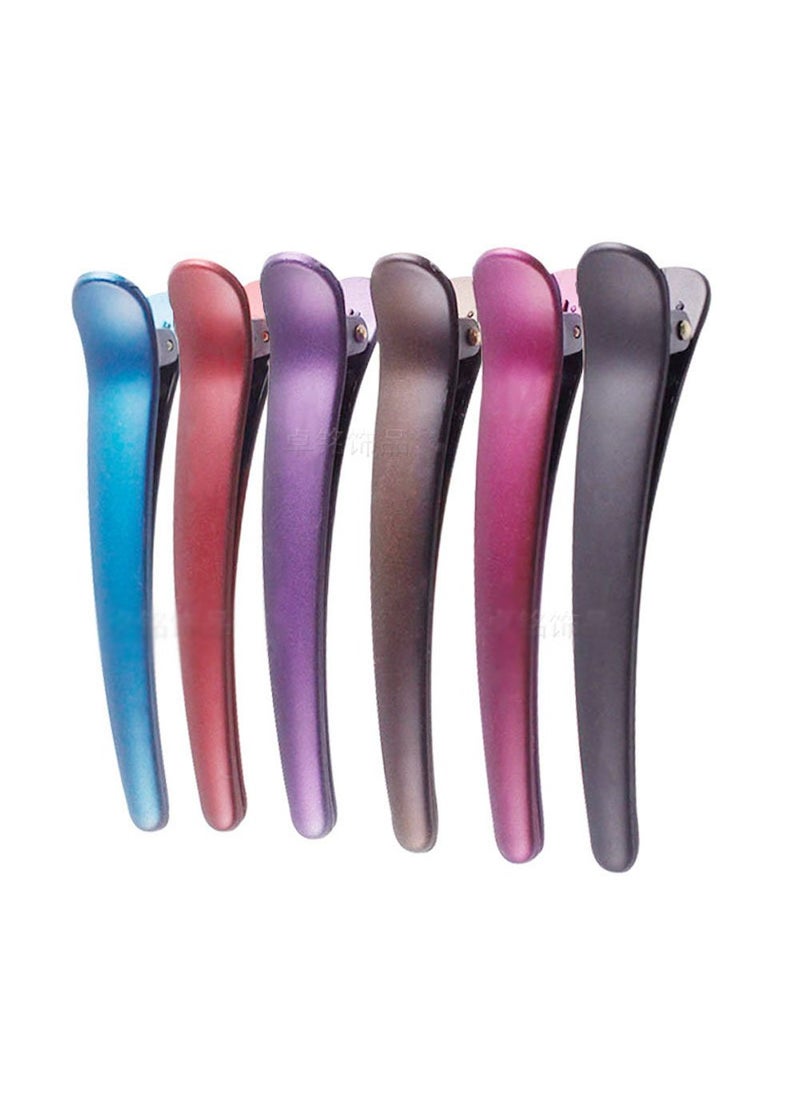 Suoirblss 12PCS Professional Hairdressing Salon Hair Barrettes Duck Bill Teeth Hair Clips Non Slip band Clips Multicolor Scrub Plastic Metal Alligator Bows Hair Clips 95CM 