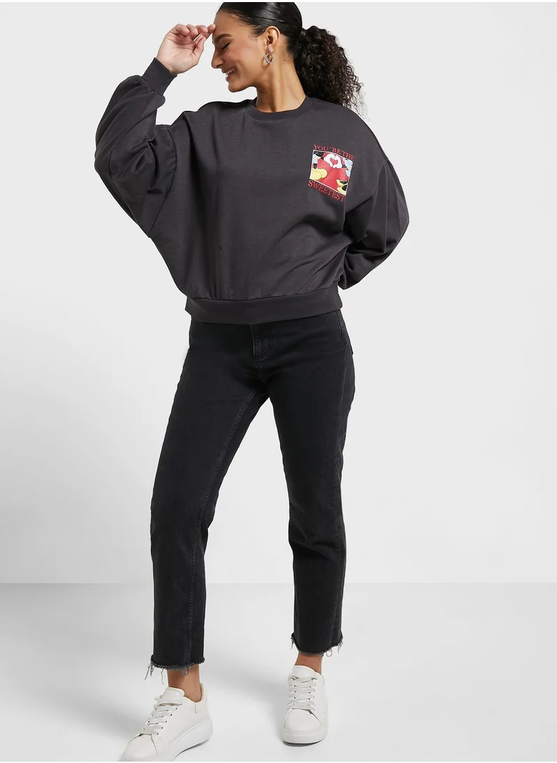 ONLY Crew Neck Graphic Sweatshirt