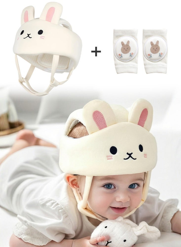 BBMORE Baby Helmet, Baby Head Protector Adjustable for Crawling Walking, Baby Head Cushion Bumper Bonnet, Breathable Protective Helmet, 360° Protection for Toddlers, Cute Rabbit Design - Image 1