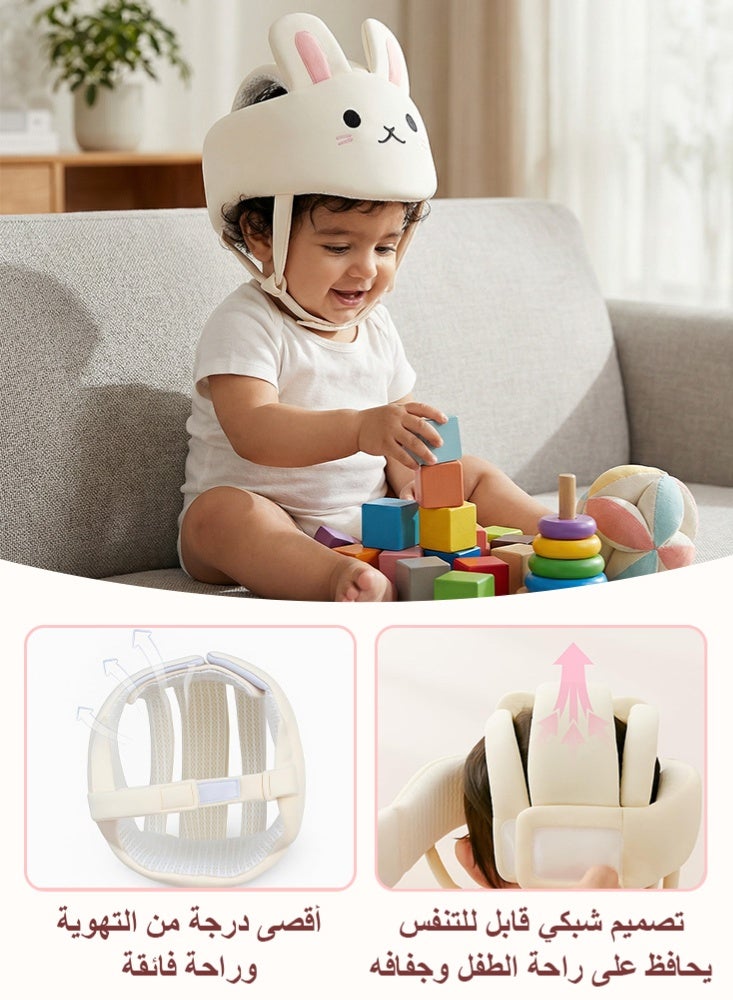 BBMORE Baby Helmet, Baby Head Protector Adjustable for Crawling Walking, Baby Head Cushion Bumper Bonnet, Breathable Protective Helmet, 360° Protection for Toddlers, Cute Rabbit Design - Image 5