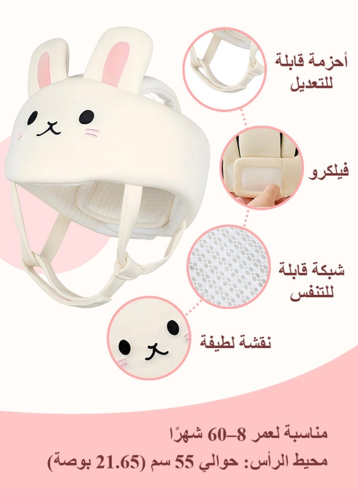BBMORE Baby Helmet, Baby Head Protector Adjustable for Crawling Walking, Baby Head Cushion Bumper Bonnet, Breathable Protective Helmet, 360° Protection for Toddlers, Cute Rabbit Design - Image 4