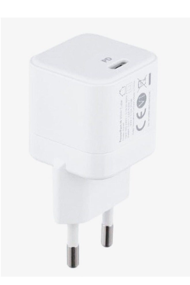 محول شاحن حائط USB Type-C بقوة 20 وات لون الأبيض - Image 1