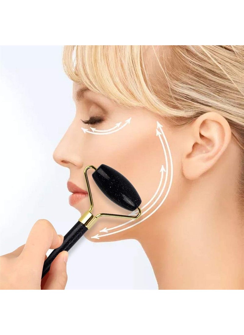 Getmecraft Getmecraft Black Obsidian Roller and Gua Sha Set 100 Natural Source from Highest Altitude of Himalayan TwoSided Face Neck Massager Stone Beauty Tool  - Image 4