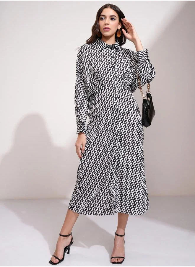 Tokyo Talkies Geometric Print Dress