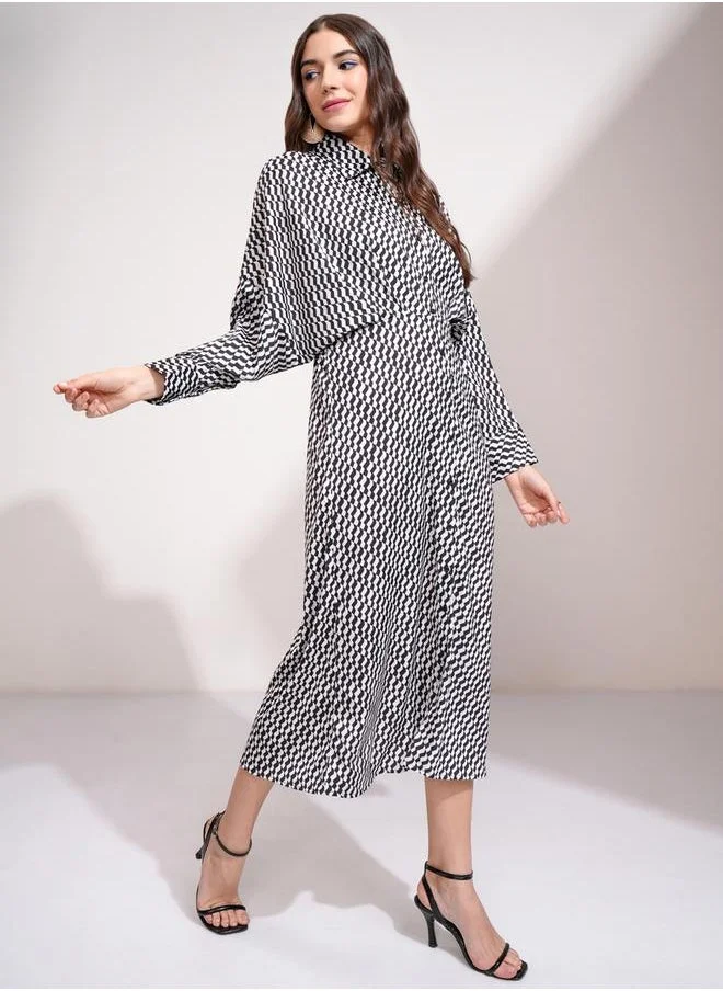 Tokyo Talkies Geometric Print Dress