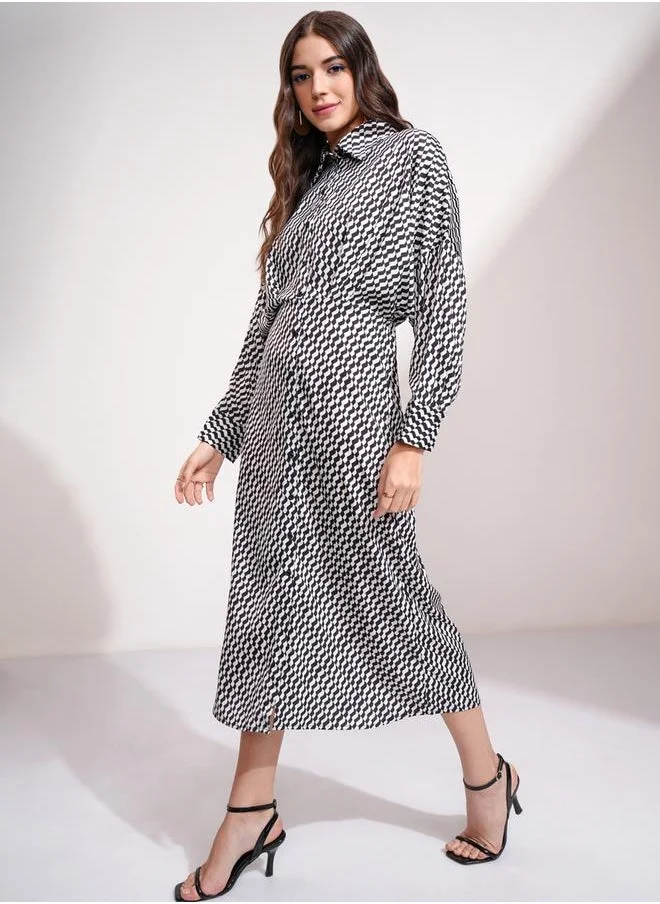 Tokyo Talkies Geometric Print Dress