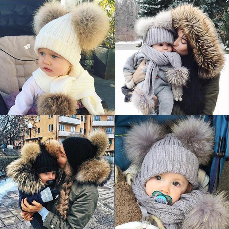 Winter Warm Knitted Scarf Muffler Ribbed Warm Wool Scarfs Infant Toddler Newborn Baby Scarf with Pom Pom Balls - Image 2