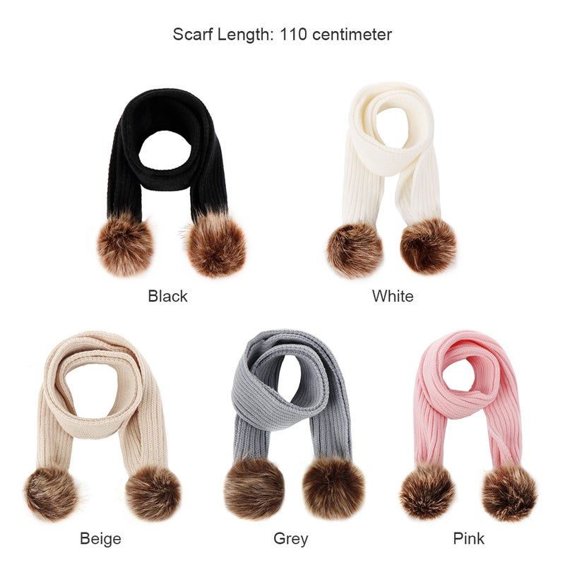 Winter Warm Knitted Scarf Muffler Ribbed Warm Wool Scarfs Infant Toddler Newborn Baby Scarf with Pom Pom Balls - Image 5