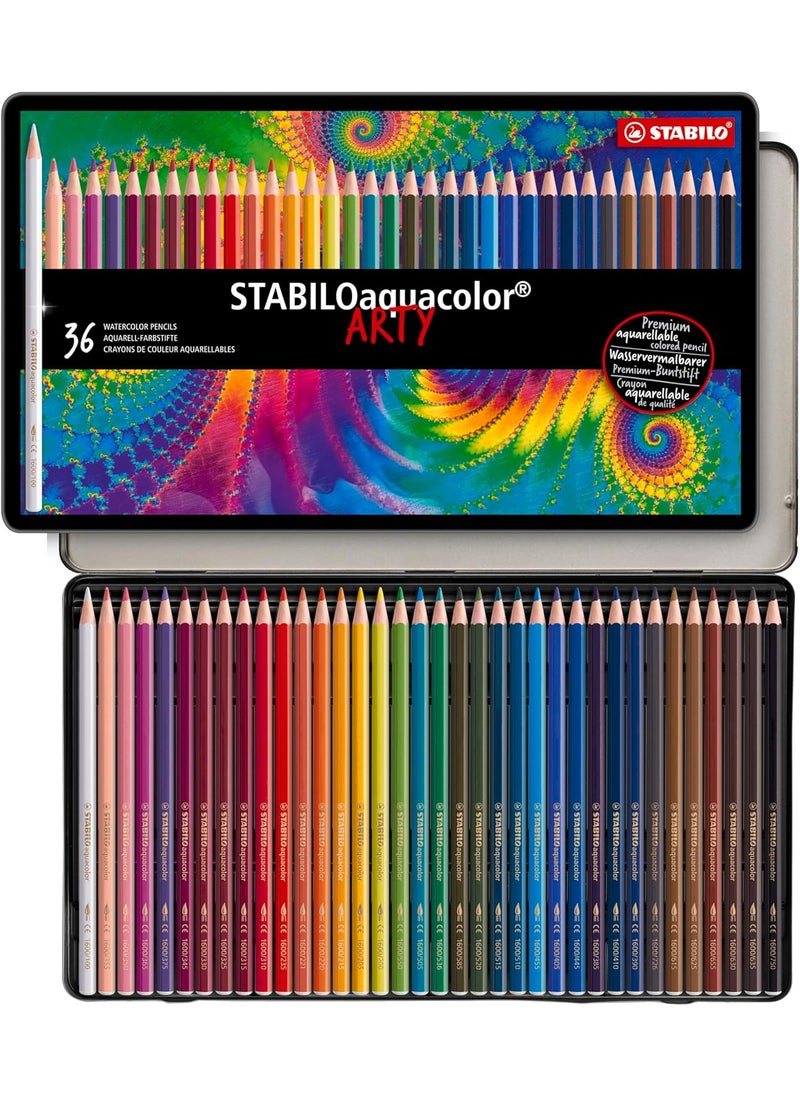 STABILO Aquarellable Coloring Pencil  STABILOaquacolor  Tin of 36  Assorted Colors  - Image 1