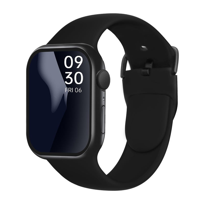 Smiling 2 Pack Sport Band and 2 Pack Case Built in Tempered Glass Screen Protector Compatible with Apple Watch Series 9/Series 8/Series 7 45mm,Black - Image 2