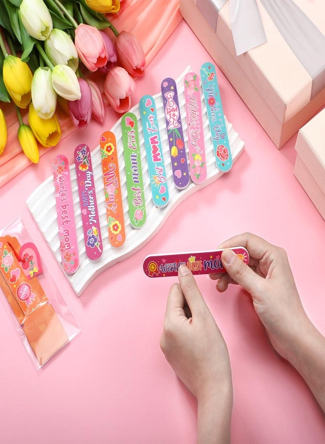 Leriton 24 Sets Mother's Day Gift Bulk Mom Emery Boards Double Sided Nail Files Mother's Day Flower Manicure Tools with 24 Emery Boards 24 Cutout 24 Cords 24 Exchange Gift Bags for Mom Party Supplies - Image 3