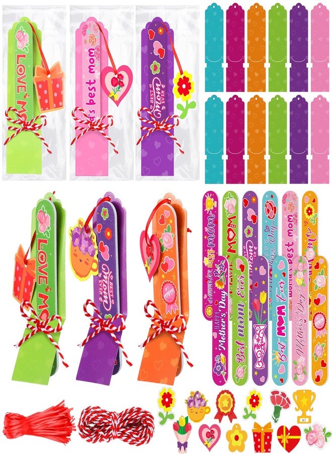 Leriton 24 Sets Mother's Day Gift Bulk Mom Emery Boards Double Sided Nail Files Mother's Day Flower Manicure Tools with 24 Emery Boards 24 Cutout 24 Cords 24 Exchange Gift Bags for Mom Party Supplies - Image 1