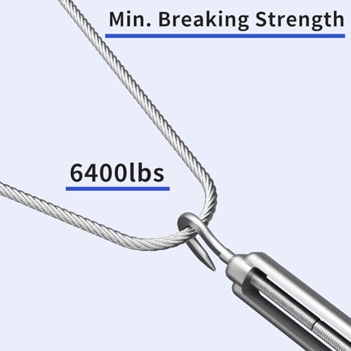 LuckIn 50ft Thickened 1/4" Stainless Steel Cable, 7x19 Strand Aircraft Wire Rope for Yard Zipline, Deck Railing, 6400lbs Breaking Strength - Image 4