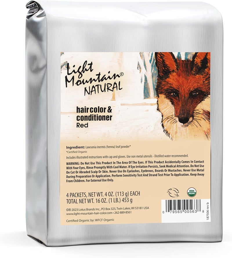 Light Mountain Natural Hair Color & Conditioner - Organic Red Henna Dye with Botanicals - Image 1