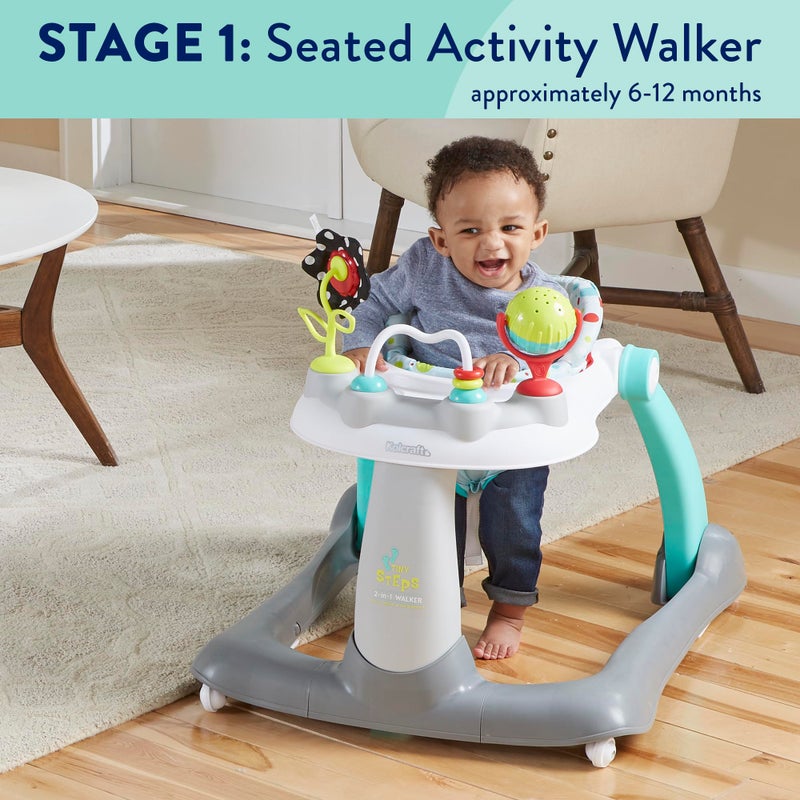 Kolcraft Tiny Steps 2 in 1 Foldable Infant and Baby Walker with Wheels, Seated or Walk Behind Activity Center, Entertaining Developmental Activities for Boys and Girls, Wide Base Sturdy Frame, Bubbles - Image 4