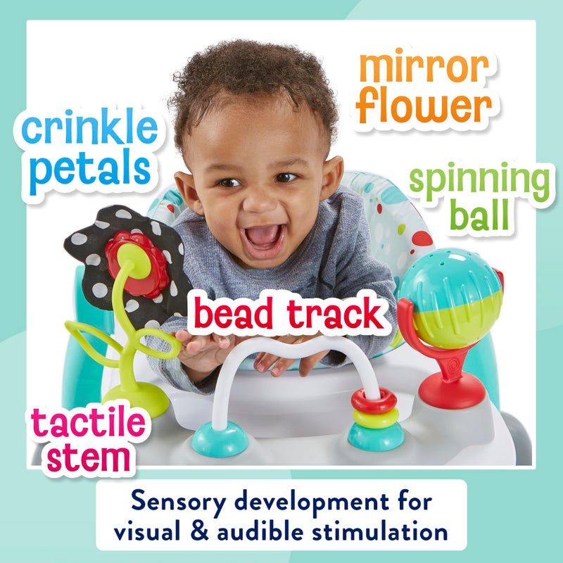 Kolcraft Tiny Steps 2 in 1 Foldable Infant and Baby Walker with Wheels, Seated or Walk Behind Activity Center, Entertaining Developmental Activities for Boys and Girls, Wide Base Sturdy Frame, Bubbles - Image 3