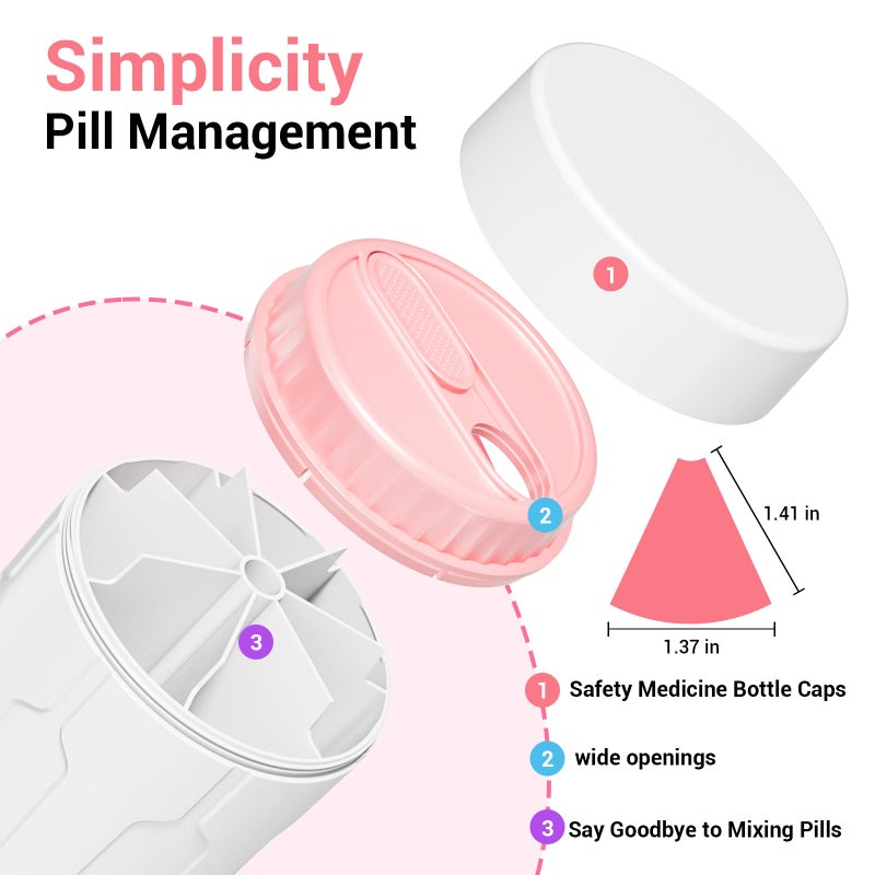 Betife Extra Large Supplement Organizer,Weekly Pill Organizer Bottle, Daily Pill Dispenser with 7 Large Compartments, Organizer to Hold 7 Day Vitamin Medication,21 Labels and a Cleaning Brushï¼ˆWhiteï¼‰ - Image 3
