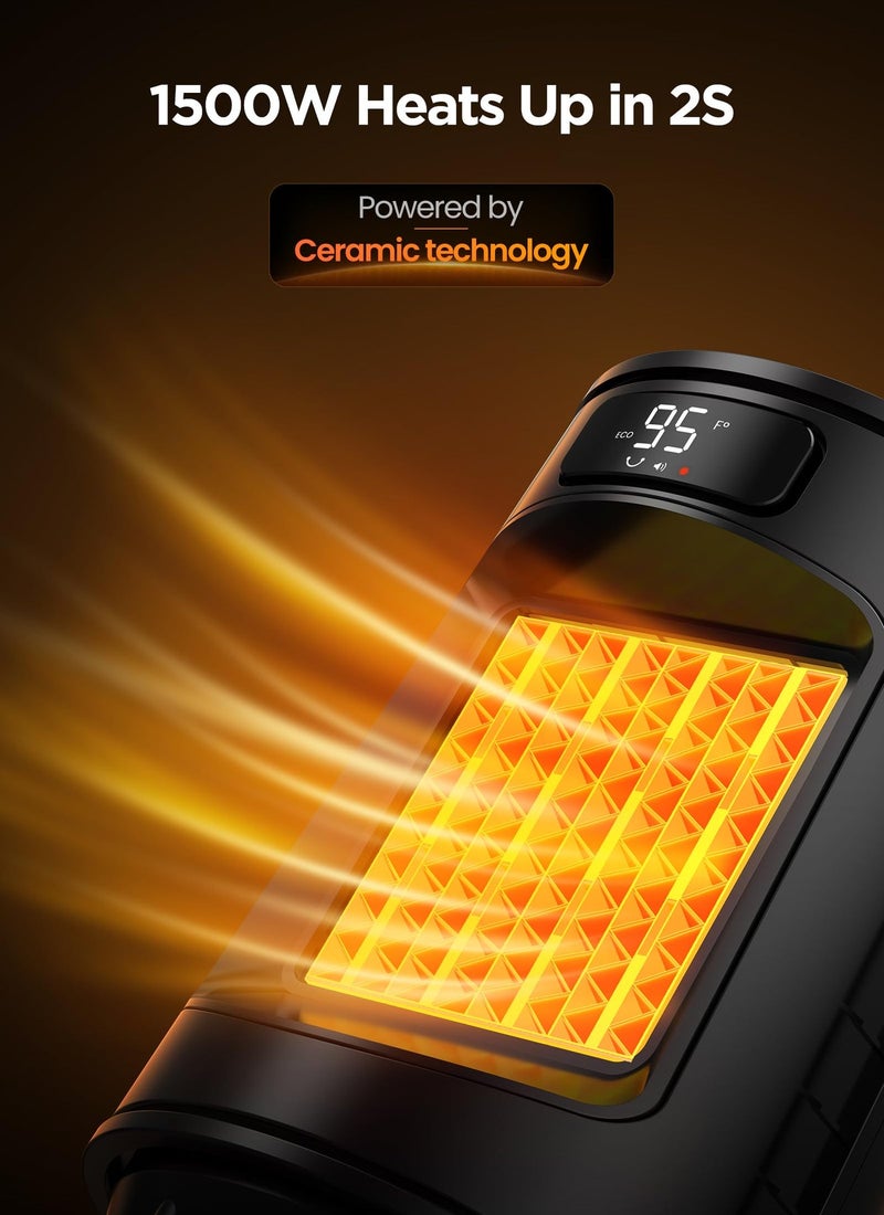 GiveBest Space Heater, Electric Portable Heaters for Indoor Use with Thermostat and Remote, 70Oscillation, Digital Display, 12H Timer, 1500W PTC Ceramic Fast Safety Heat for Office Bedroom Home Desk - Image 1