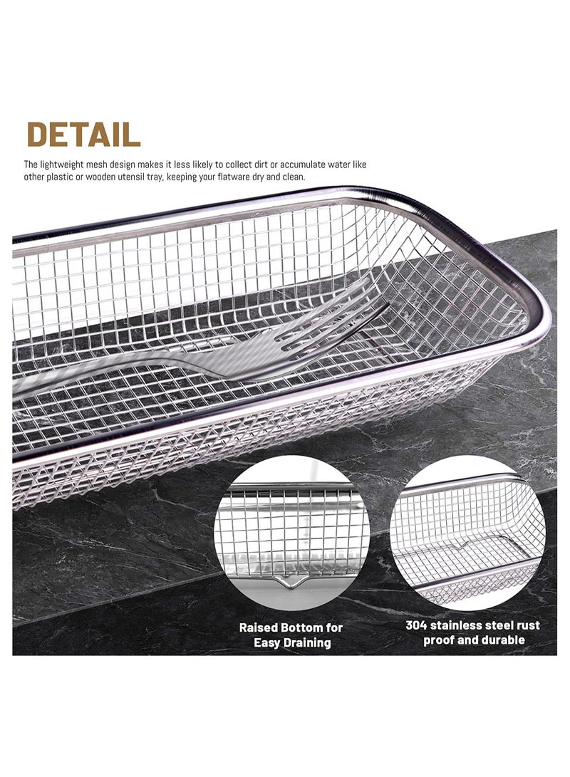 KASTWAVE Silverware Utensil Organizer, Stainless Steel Mesh Drawer Organizer for Flatware, Knives, Pen, Cosmetic, 4Pcs - Image 5